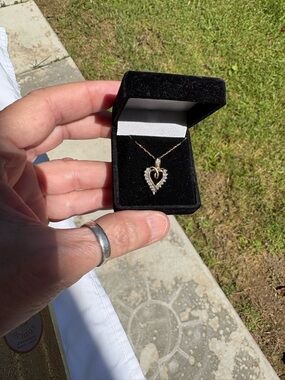 Gold Heart Pendant Necklace with Accented Diamonds 10k gold